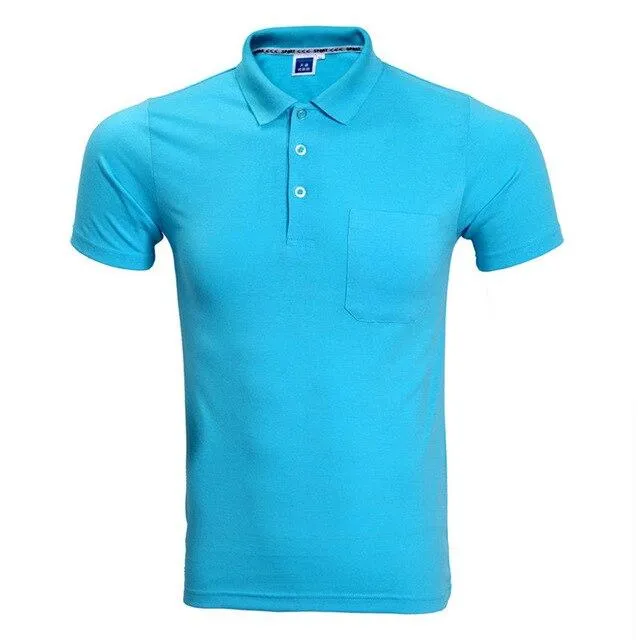 2017 Brand Polo Shirt Men Fashion Short Sleeve Solid Color Pocket Polo Homme Casual Slim Fit Mens Polos White Black XXXL