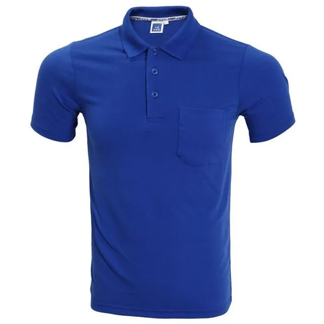 2017 Brand Polo Shirt Men Fashion Short Sleeve Solid Color Pocket Polo Homme Casual Slim Fit Mens Polos White Black XXXL