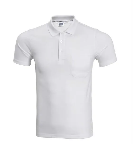 2017 Brand Polo Shirt Men Fashion Short Sleeve Solid Color Pocket Polo Homme Casual Slim Fit Mens Polos White Black XXXL