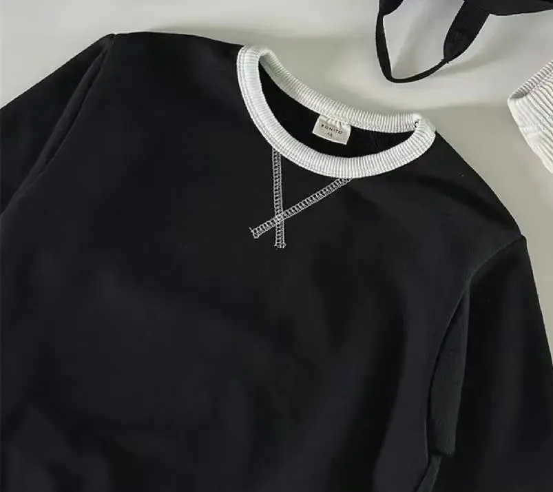 2024 Autumn New Baby Long Sleeve T Shirts Solid Infant Boy Versatile Casual Tops Toddler Girl Cotton Sweatshirt Children Clothes