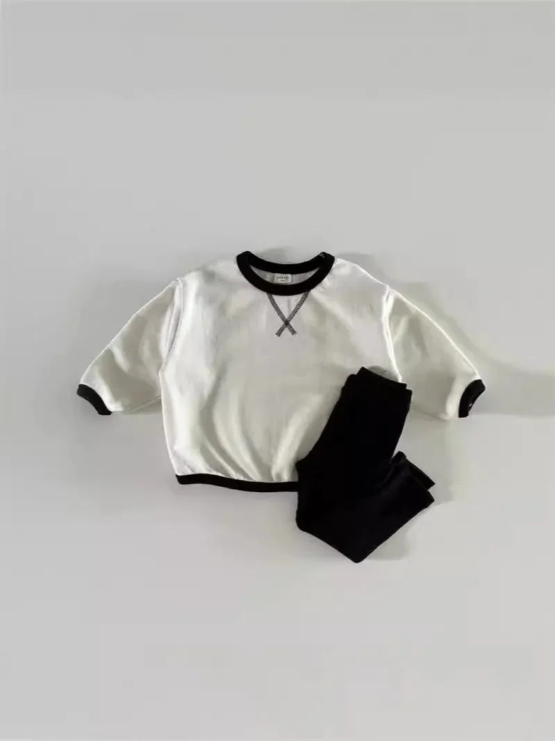 2024 Autumn New Baby Long Sleeve T Shirts Solid Infant Boy Versatile Casual Tops Toddler Girl Cotton Sweatshirt Children Clothes