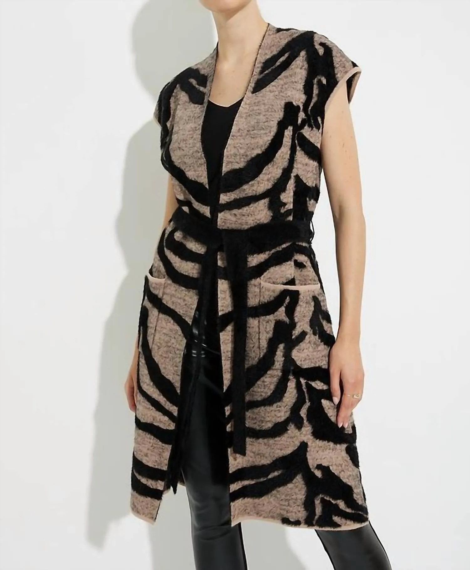 Animal Print Long Sweater Vest