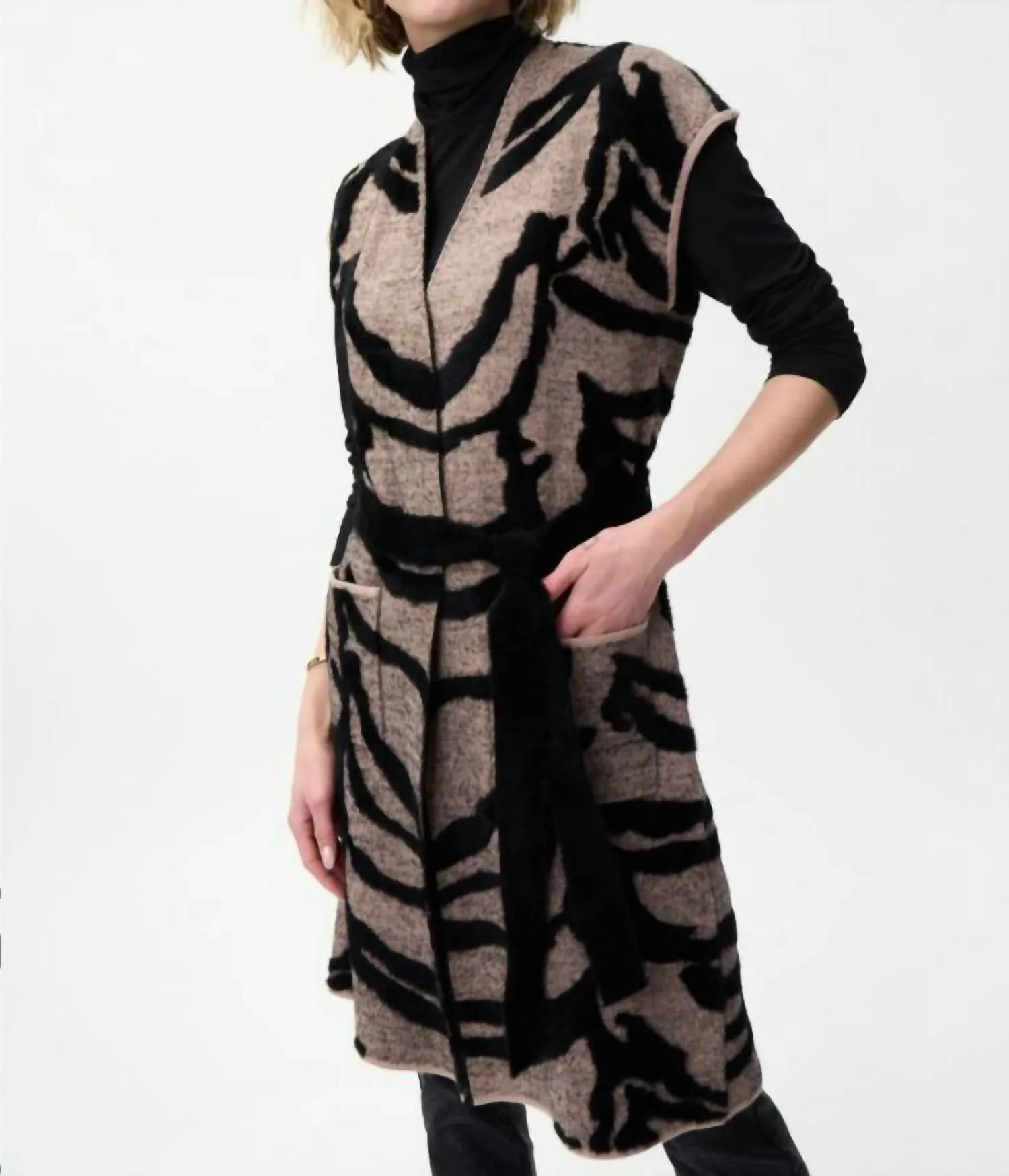 Animal Print Long Sweater Vest