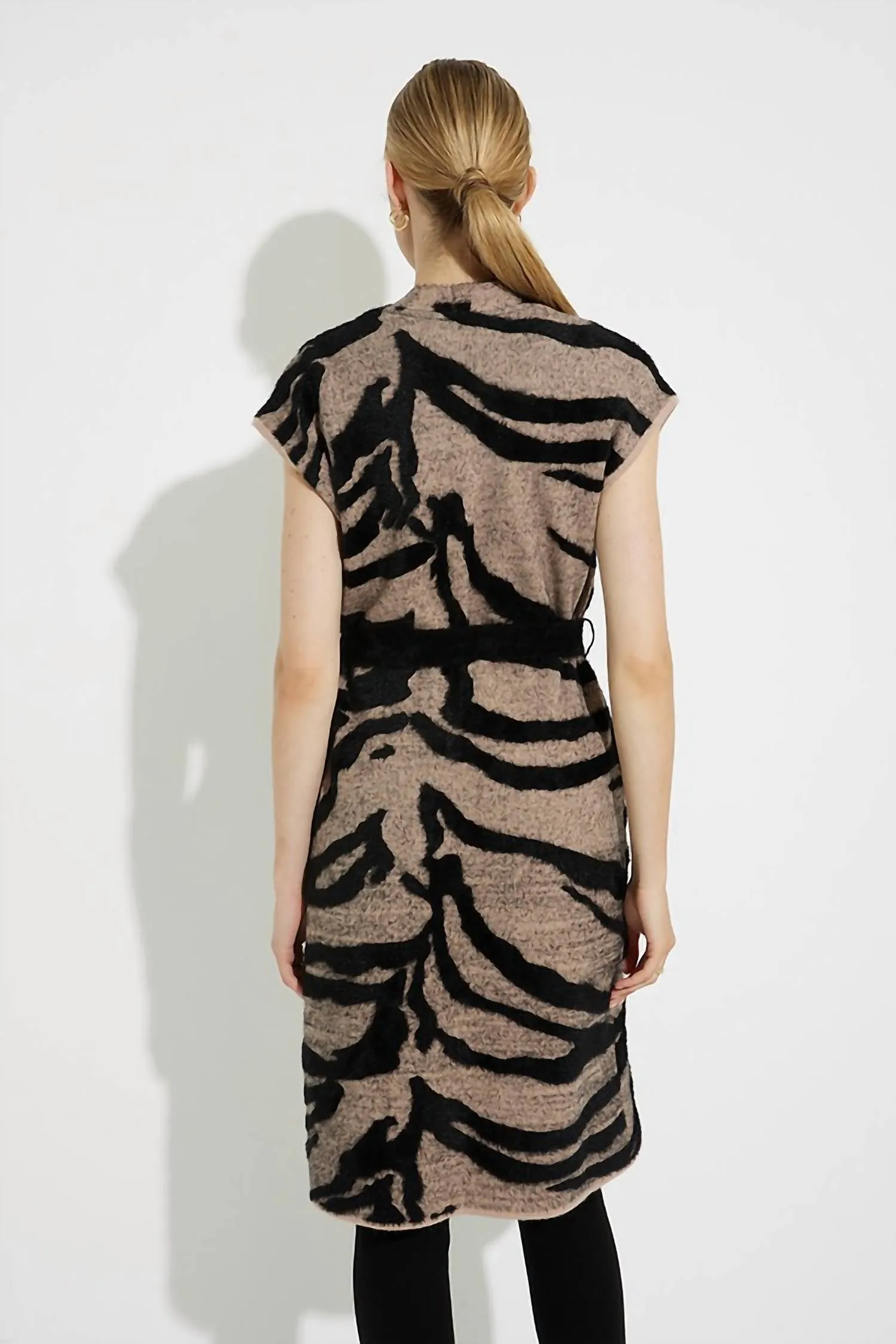 Animal Print Long Sweater Vest