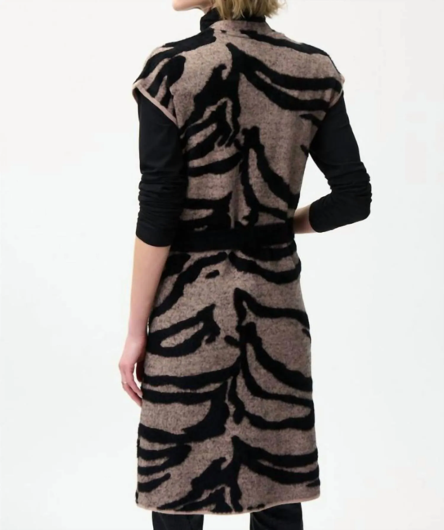 Animal Print Long Sweater Vest