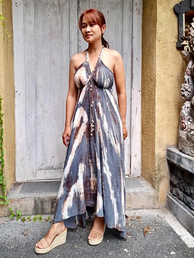 BOHEMIAN LONG DRESS in 9 colors of Tie Dye, Open Back