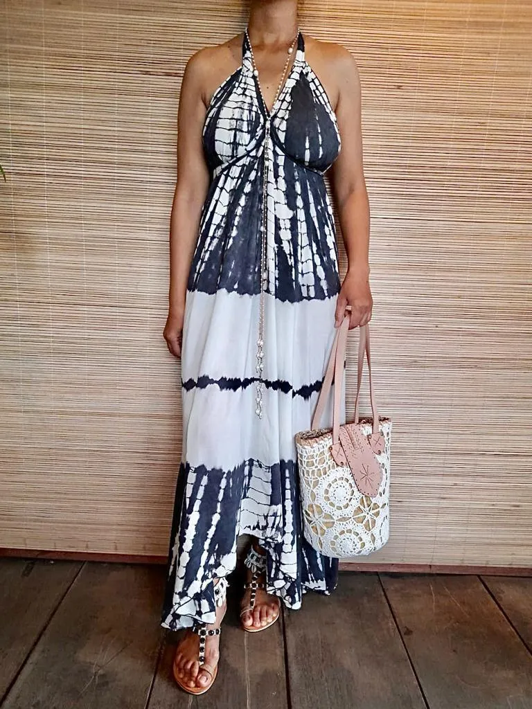 BOHEMIAN LONG DRESS in 9 colors of Tie Dye, Open Back