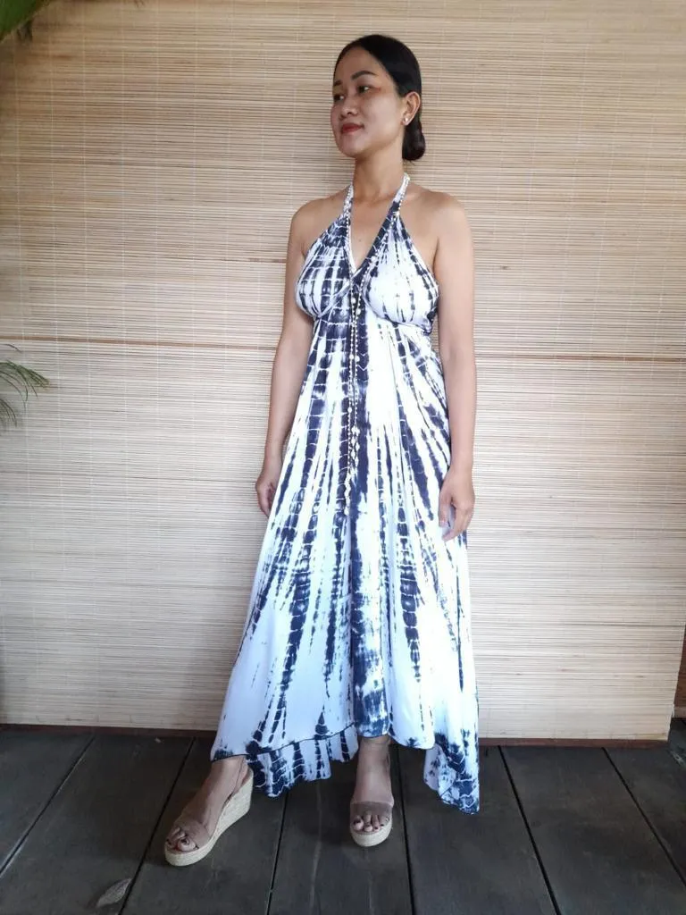 BOHEMIAN LONG DRESS in 9 colors of Tie Dye, Open Back