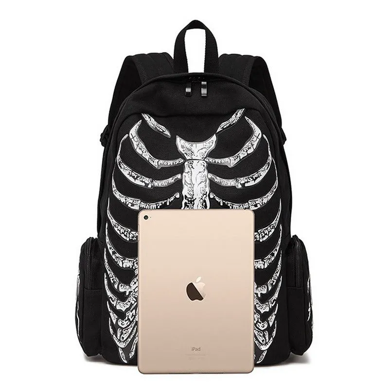 Cool Rock Style Backpack for Men and Women / Skeleton Printed Bags / Designer Backpack Travel