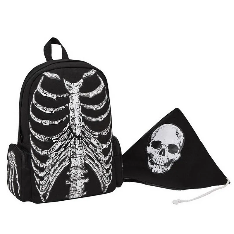 Cool Rock Style Backpack for Men and Women / Skeleton Printed Bags / Designer Backpack Travel