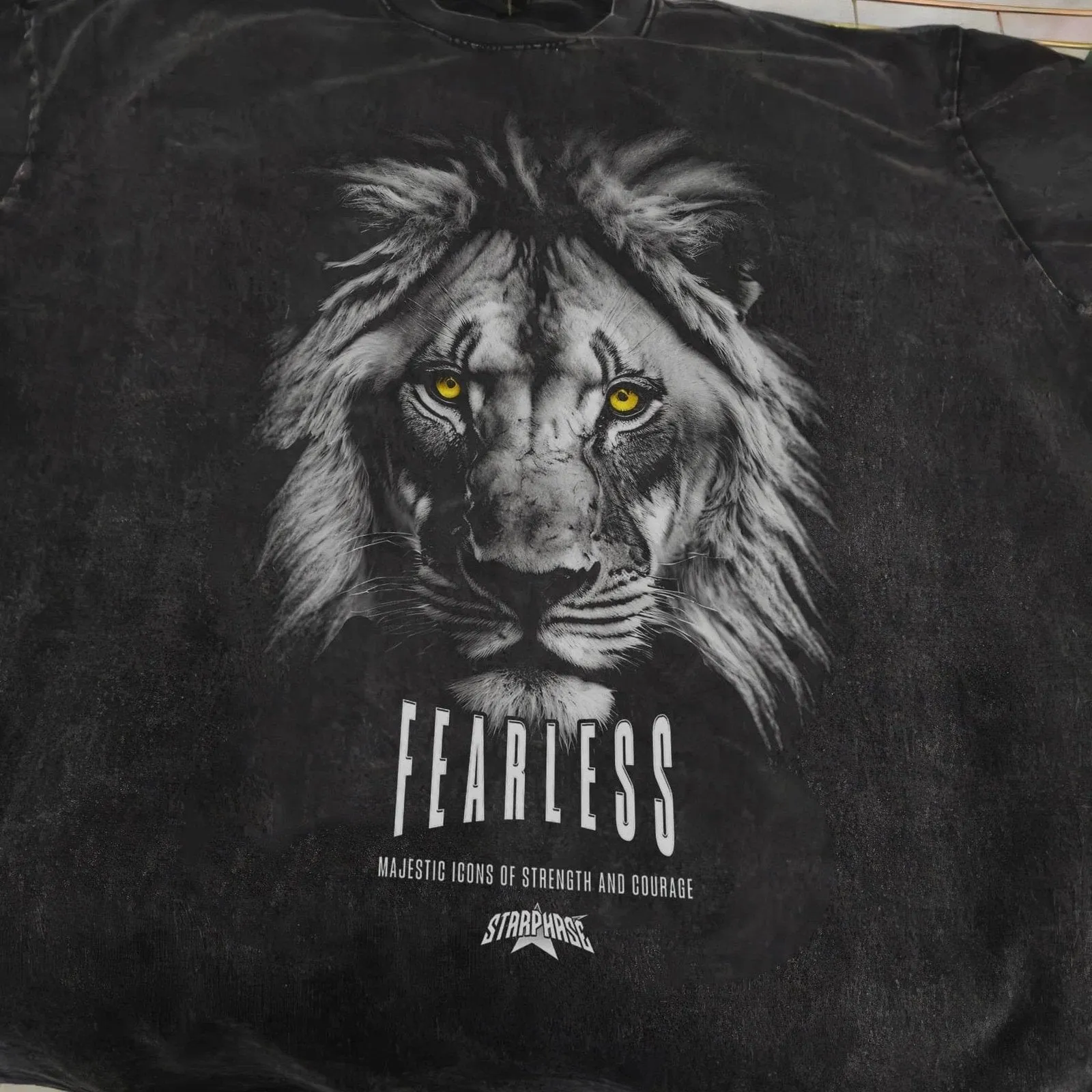 Fearless Lions Acid-Wash Graphic T-Shirt