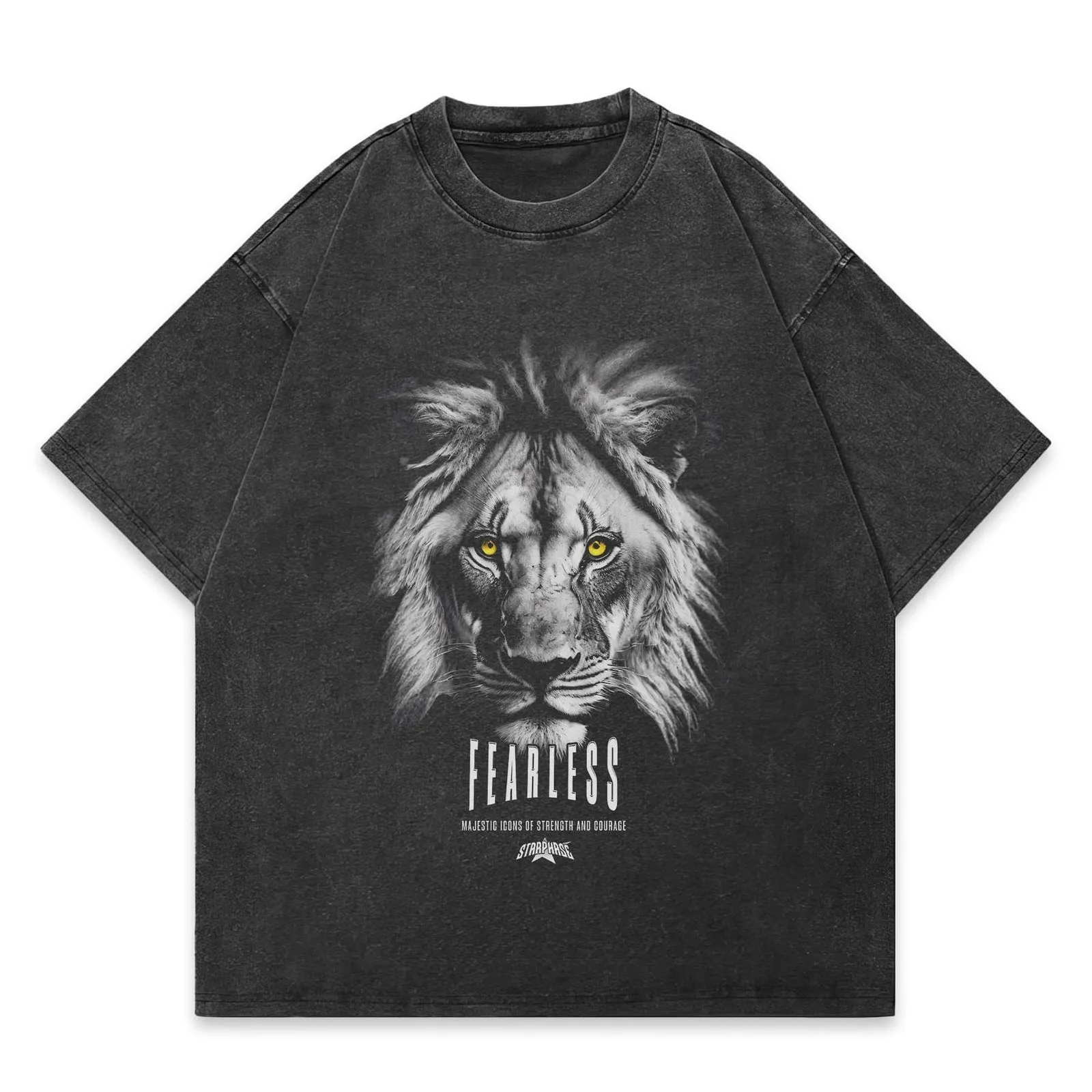 Fearless Lions Acid-Wash Graphic T-Shirt