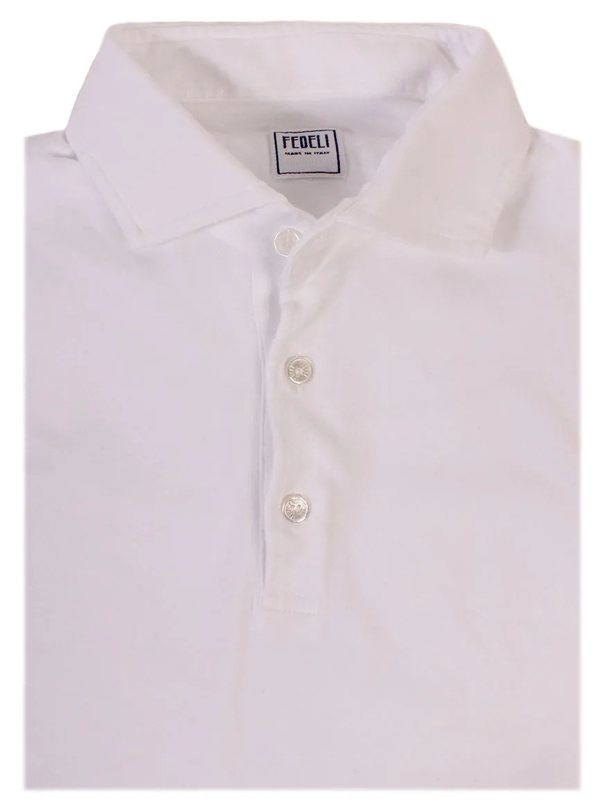 Fedeli Short Sleeve Polo in White
