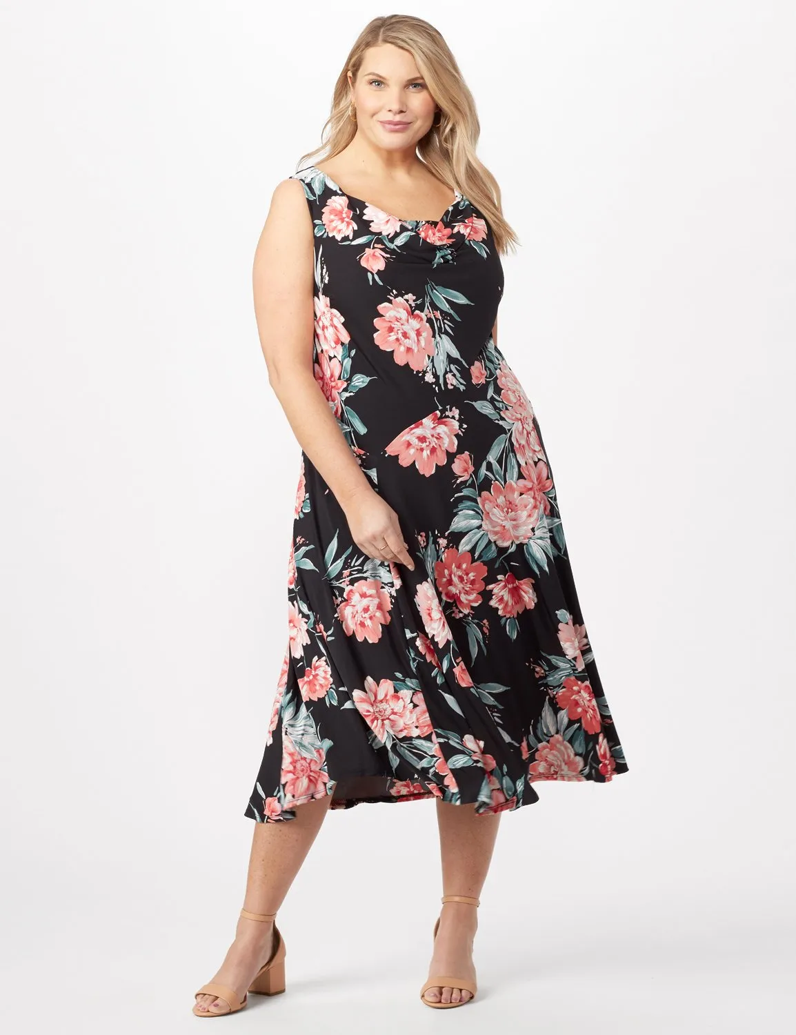Floral Dress with Crochet Sweater Plus