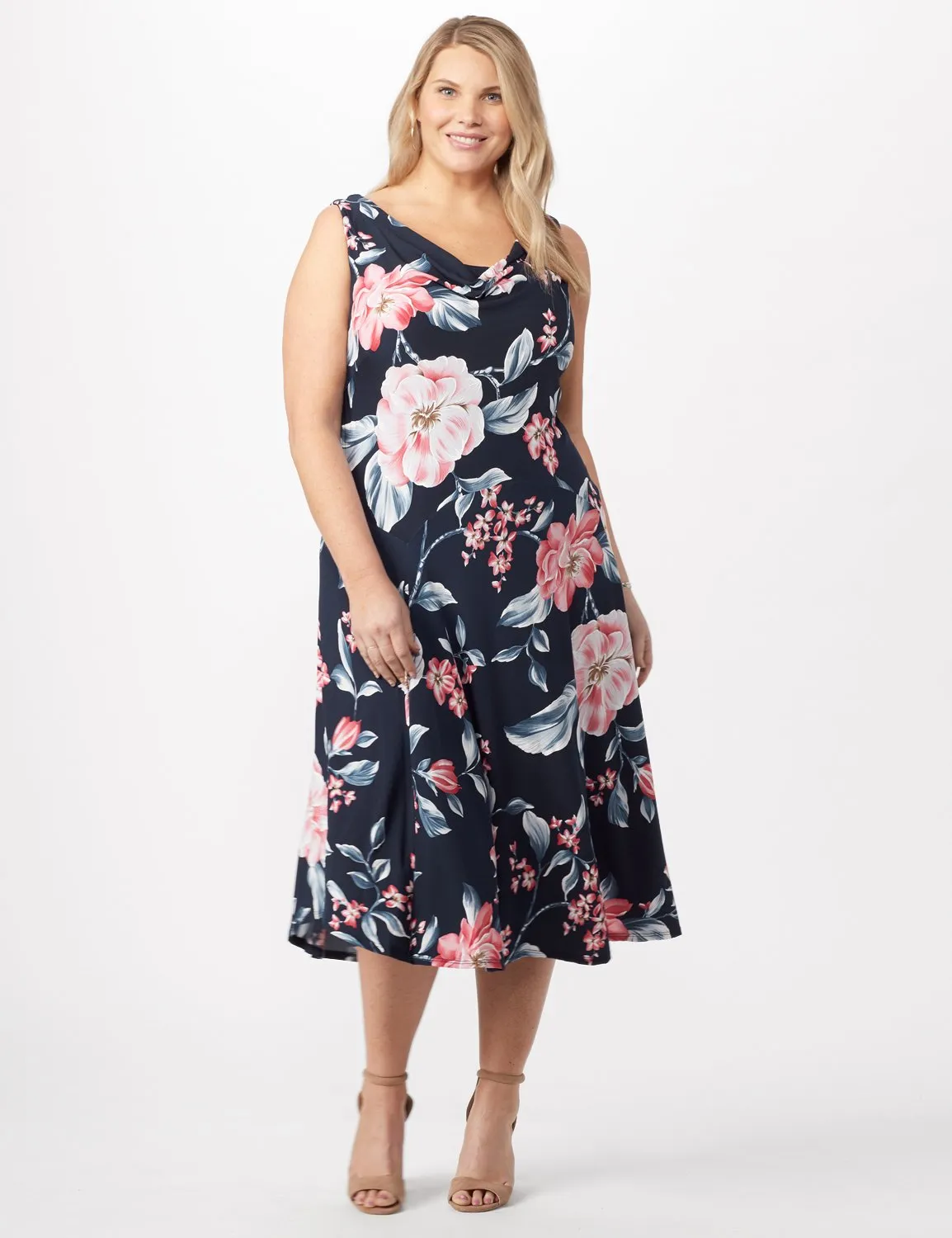 Floral Dress with Crochet Sweater Plus