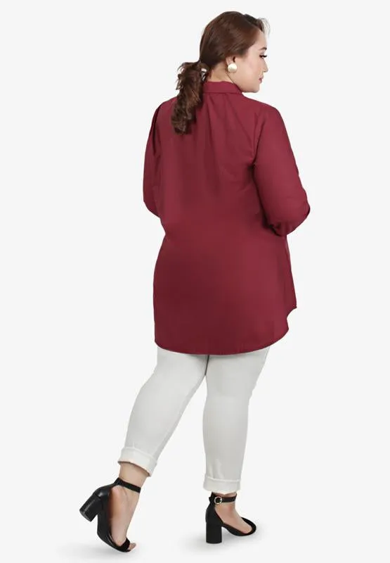 Freida Formal Button Up Shirt - Maroon