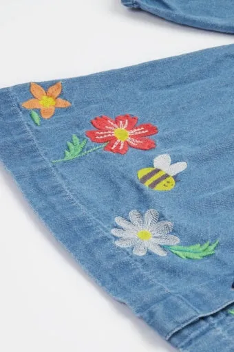 Frugi Emma Denim Dress - Denim/Flowers