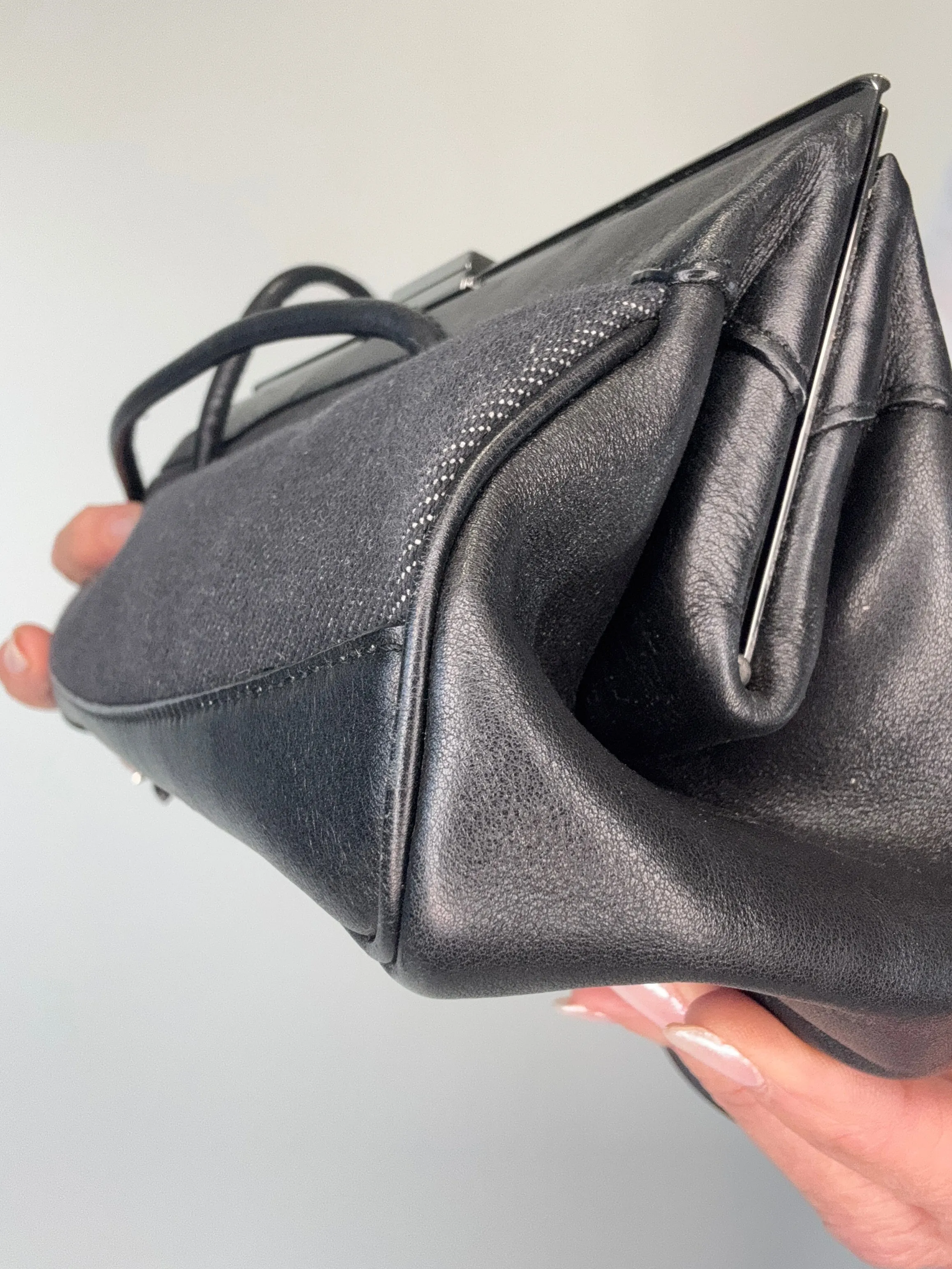 Gucci Vintage Denim Leather Shoulder Bag