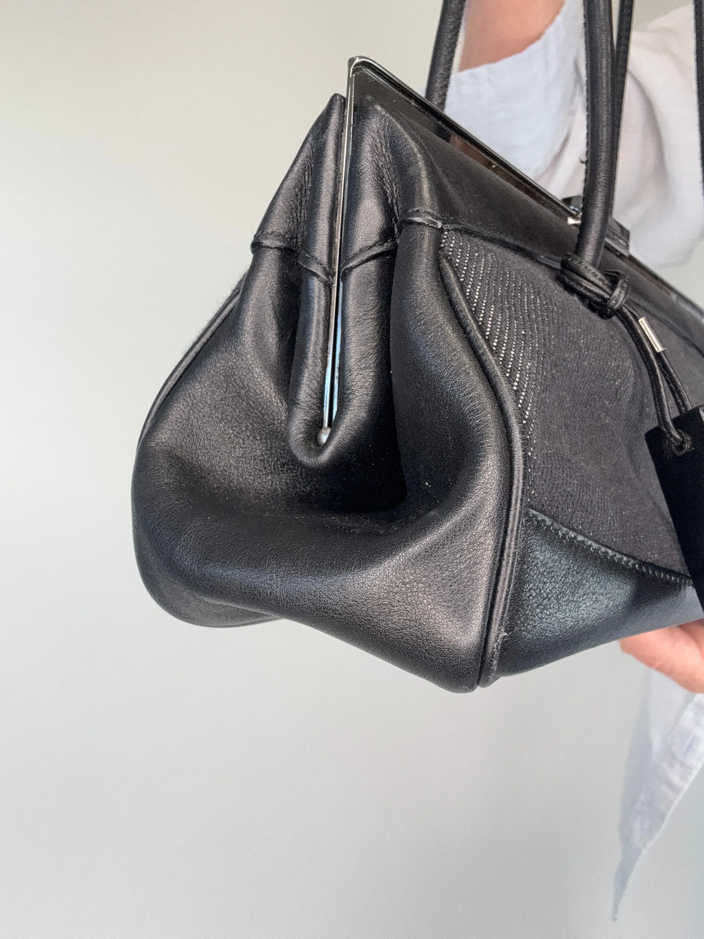 Gucci Vintage Denim Leather Shoulder Bag