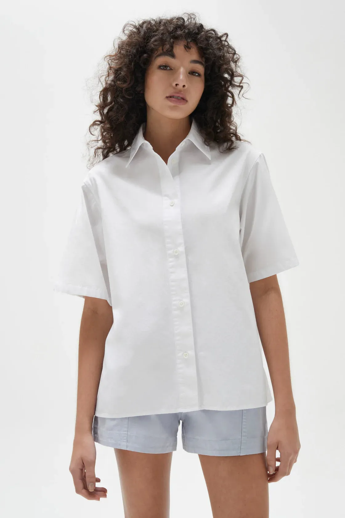 HALEY POPLIN SHORT SLEEVE SHIRT | WHITE