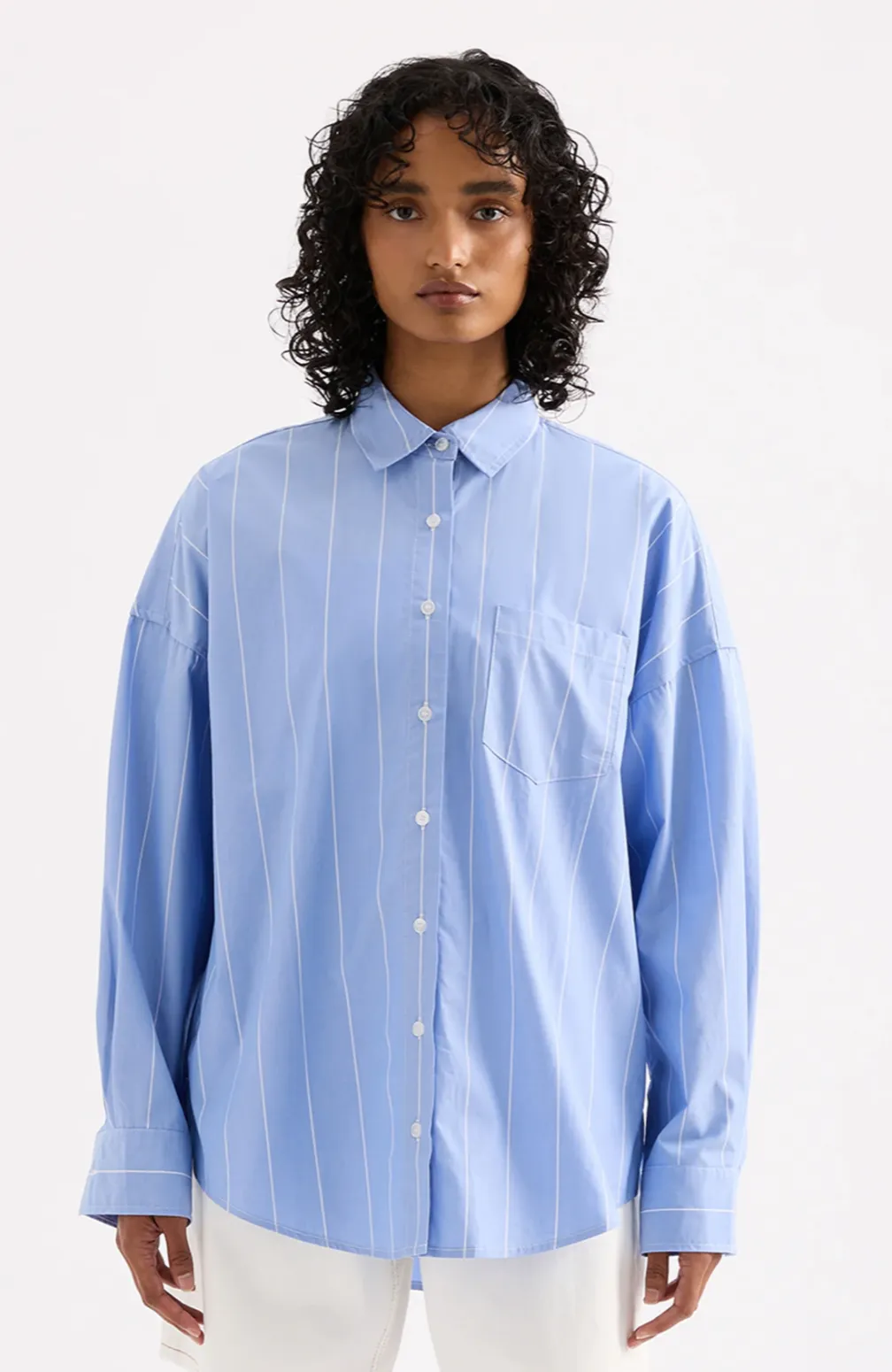 HARPER POPLIN SHIRT| BLUE STRIPE