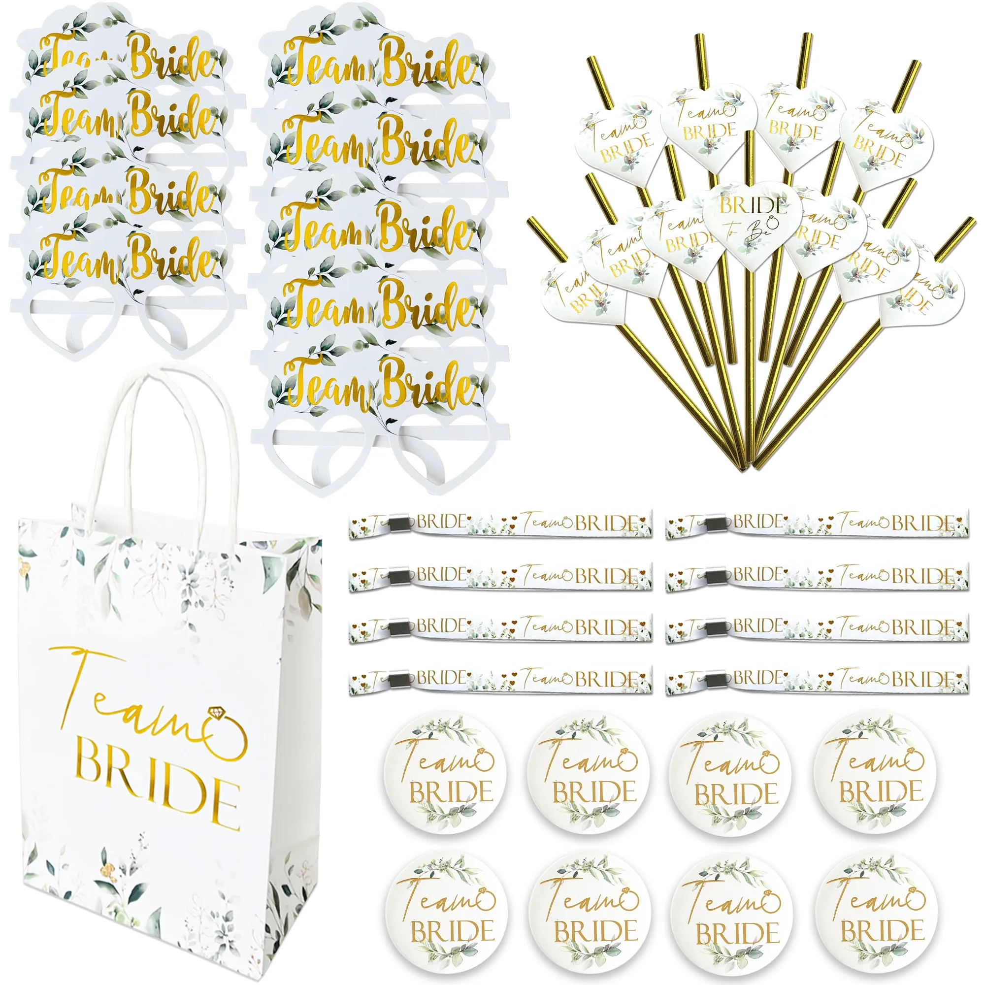 Hen Party Goody Bags Set (8 or 16 hens) Paper Bags and Accessories Botanical Foil