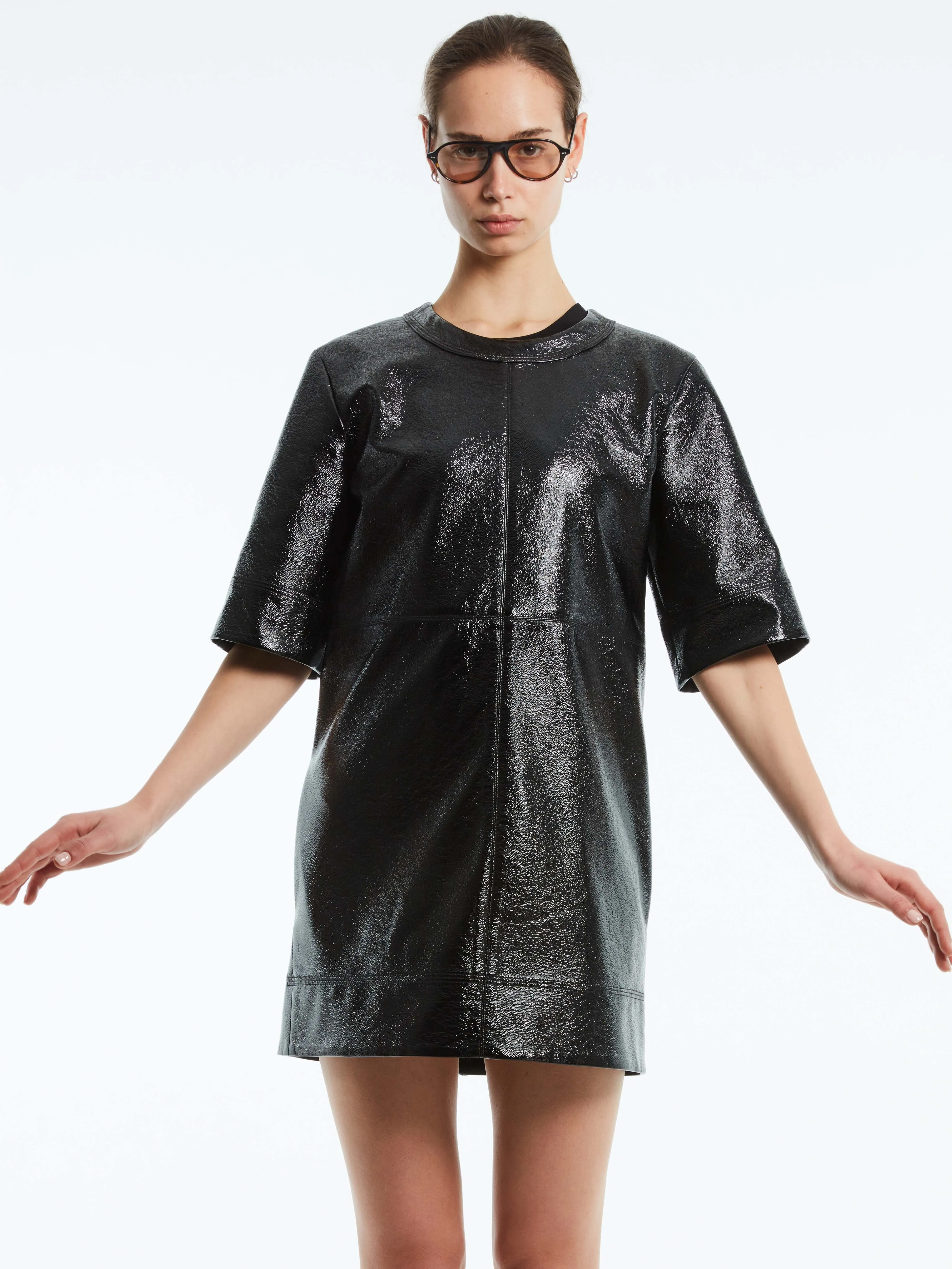 LEATHER T-SHIRT DRESS