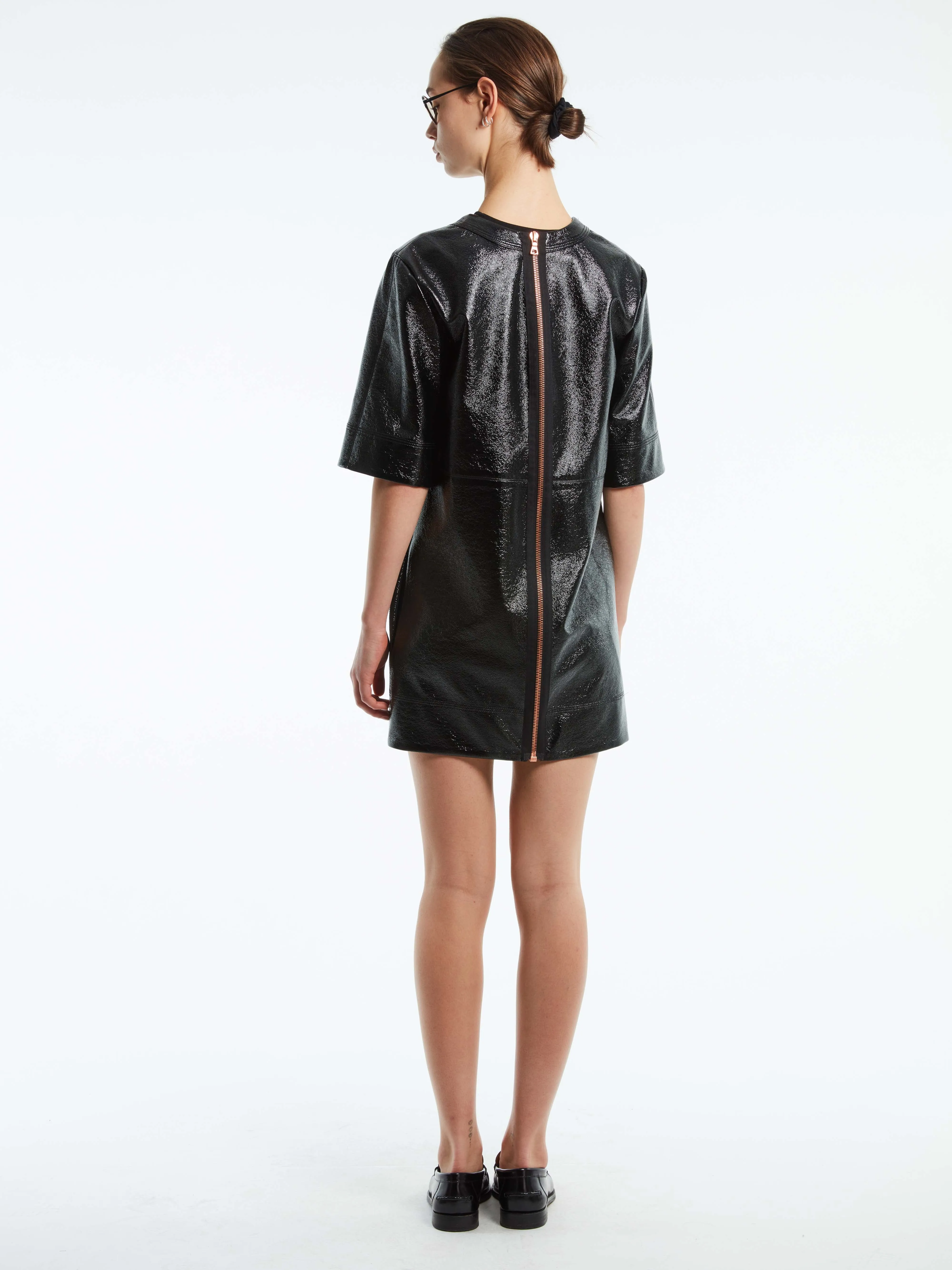 LEATHER T-SHIRT DRESS