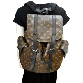 LOUIS VUITTON Christopher Monogram Macassar Canvas Backpack Bag Brown