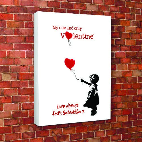 Personalised Heart Ballon Banksy Canvas