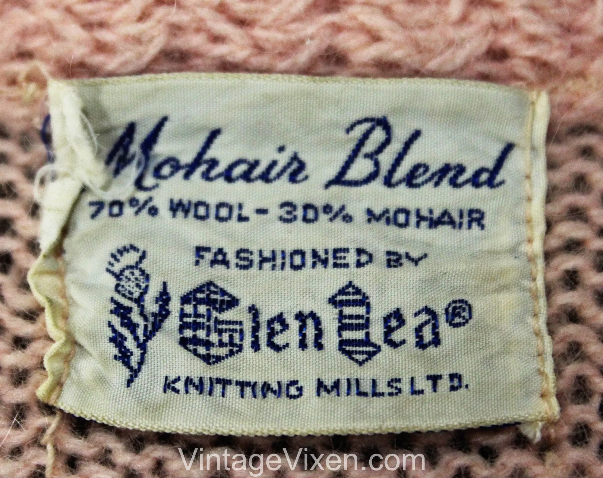 Size 6 Pink Mohair Cardigan - 1960s Small Pastel Open Front Sweater with Flower Bud Embroidery - Sweet Spring 60s Knitted Jumper - Bust 34